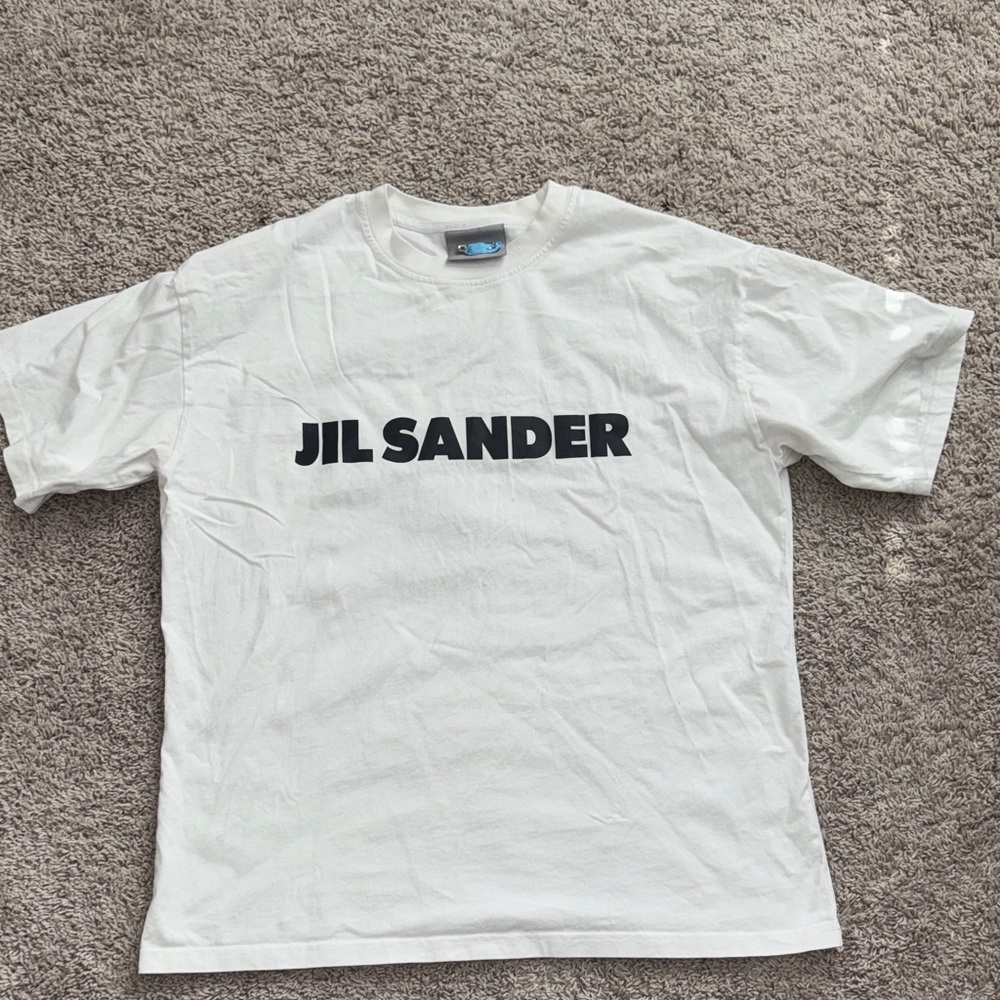 White Tee with Black Chest Logo